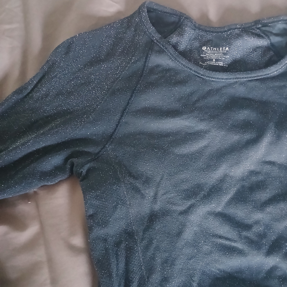 Athleta metallic blue grey top